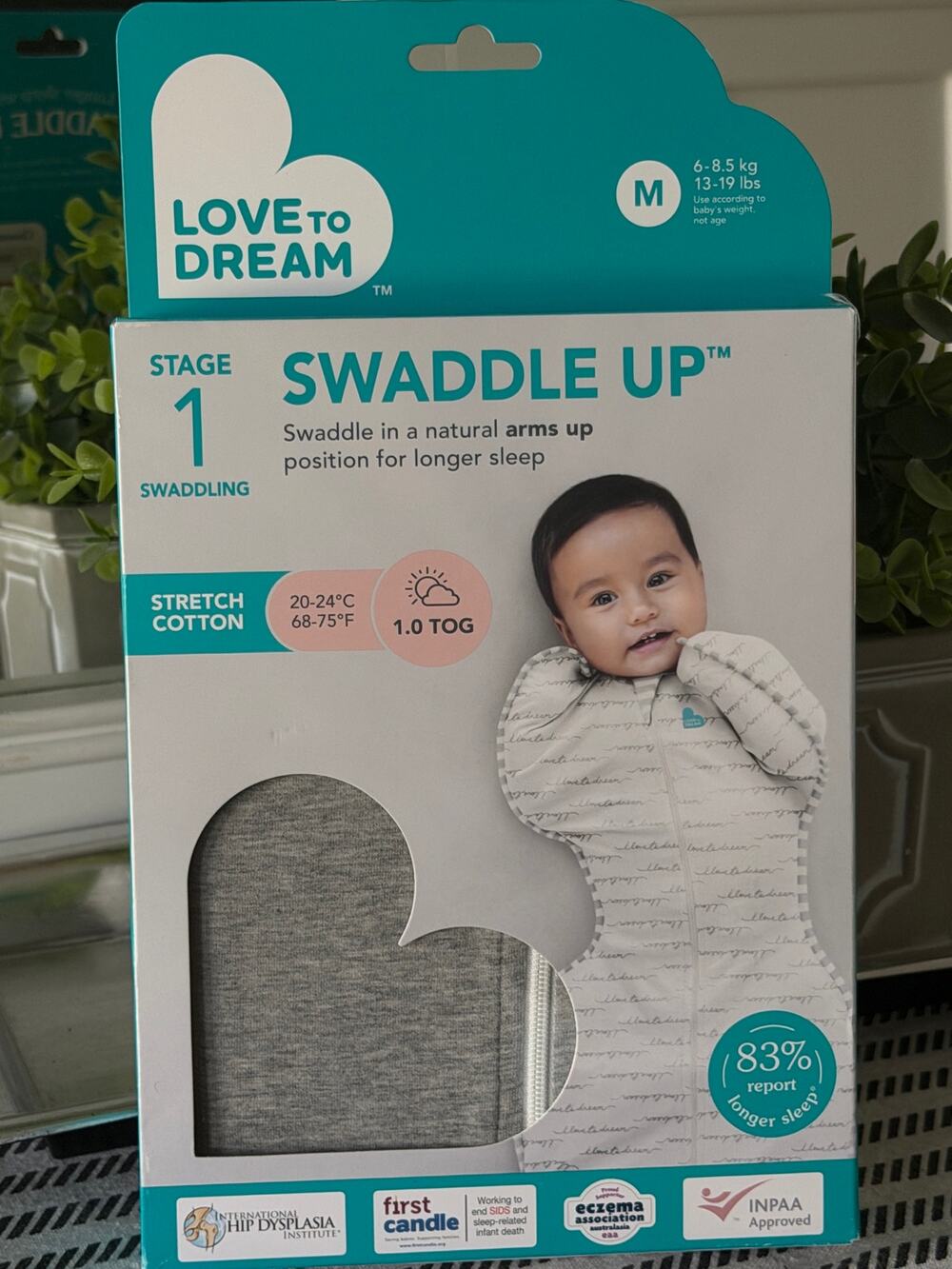 Love To Dream Swaddle Up Original Stage 1 Gray Medium 13-19 lbs 1.0 TOG New